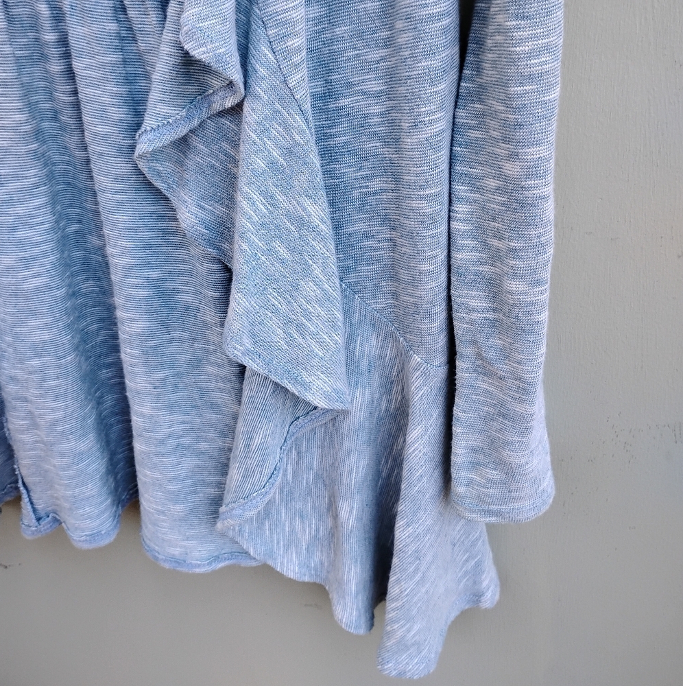 Love on a Hanger Blue Open Front Cardigan with Ruffled Sleeves - Picture 6 of 10